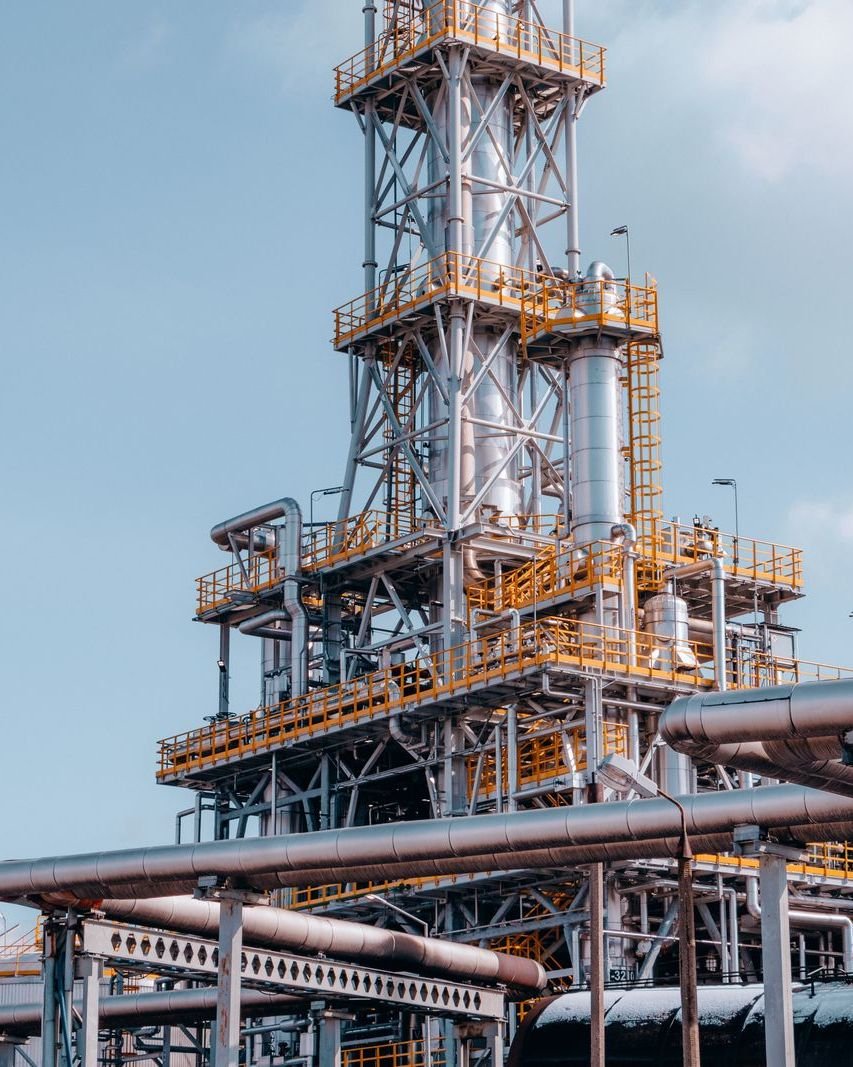 Process towers at a refinery