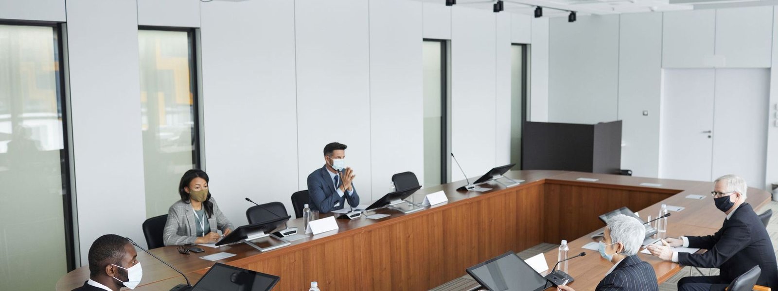 A leadership team in a boardroom session